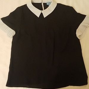 Black and cream silky top